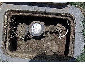 Water Meter Showing Municipal Cut off in On Position